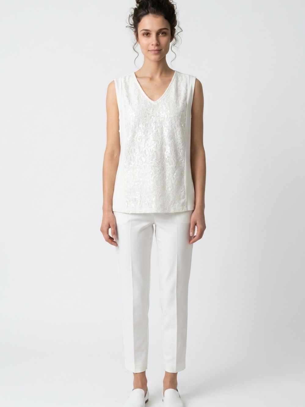 Any Wear By Catherines Sleeveless Jersey Cottagecore Women’s 2X Lace Front Tunic
